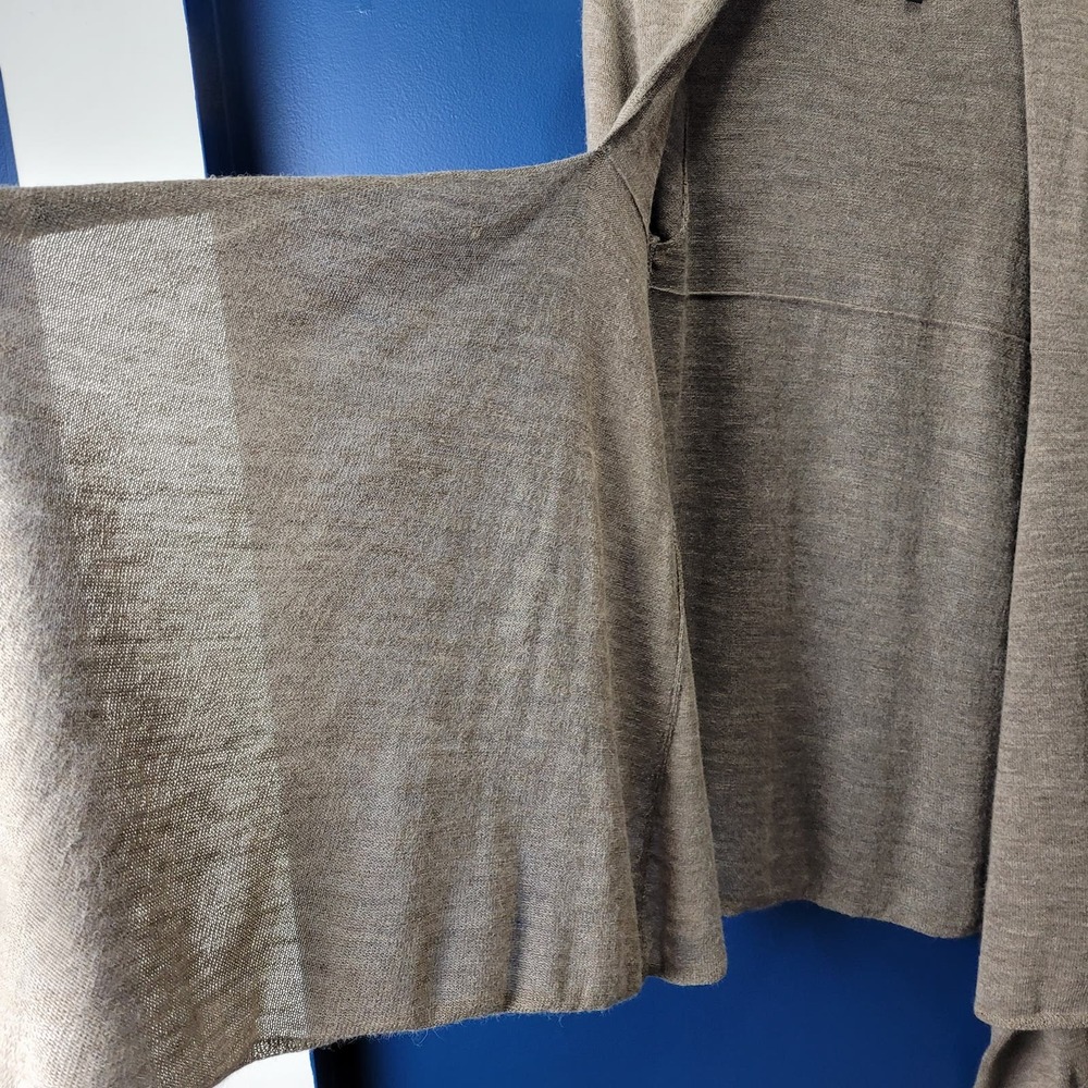 Pure Alpaca 100% Baby Alpaca Waterfall Open Cardigan Sweater M Brown Longline - Picture 10 of 13